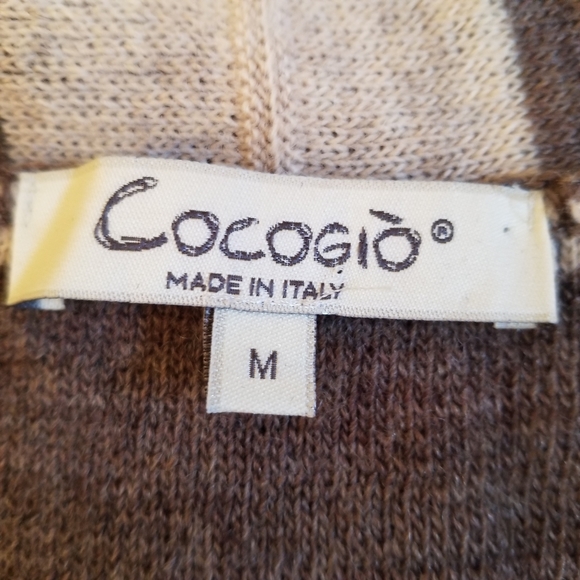 Women's Cocogio Brown Tan Cardigan | Open Front Zig Zag | Size Medium - Picture 4 of 8
